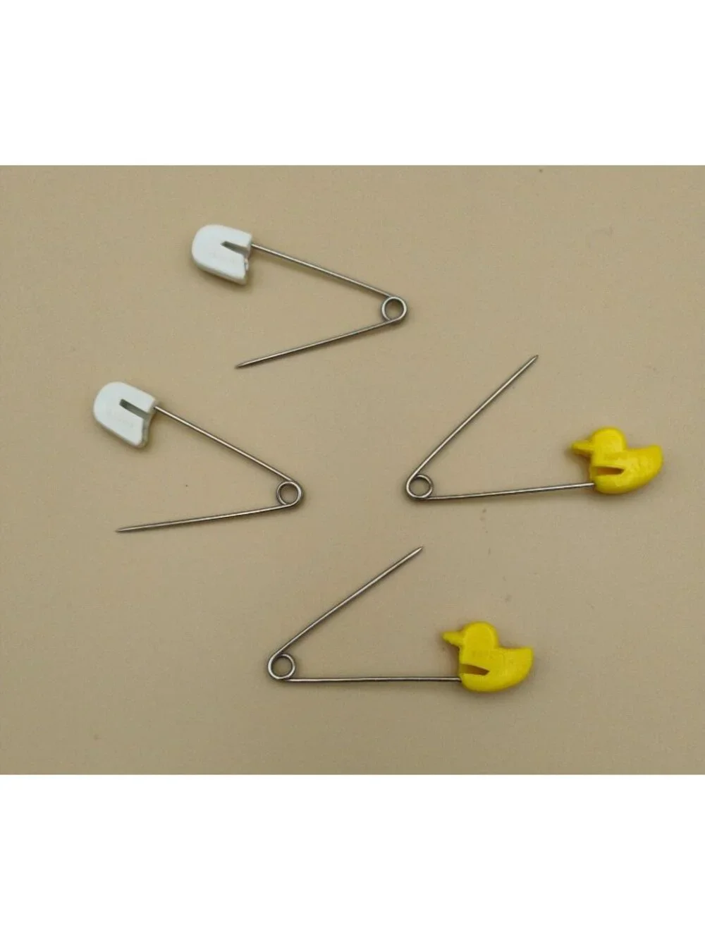 Vintage Baby Safety Pins Yellow Duck & White Cap Designs 3